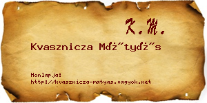 Kvasznicza Mátyás névjegykártya
